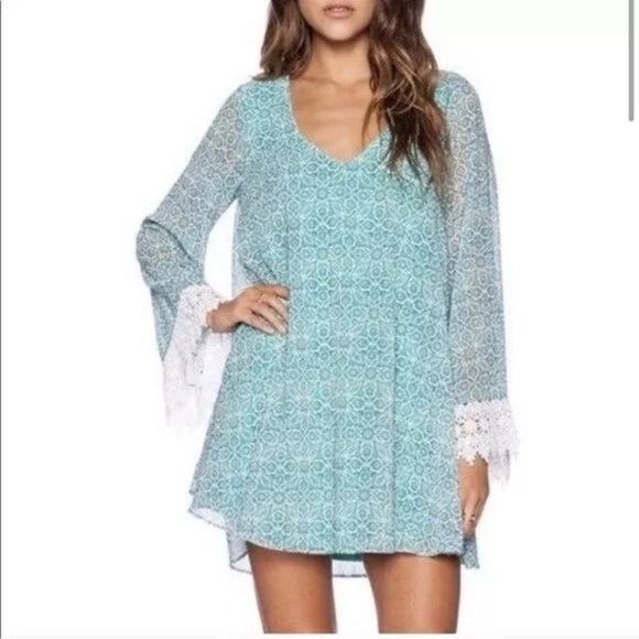 Show Me Your Mumu Portabella Tunic Mini Dress Boho Chiffon Lace Little Lady Lolo - Picture 11 of 11